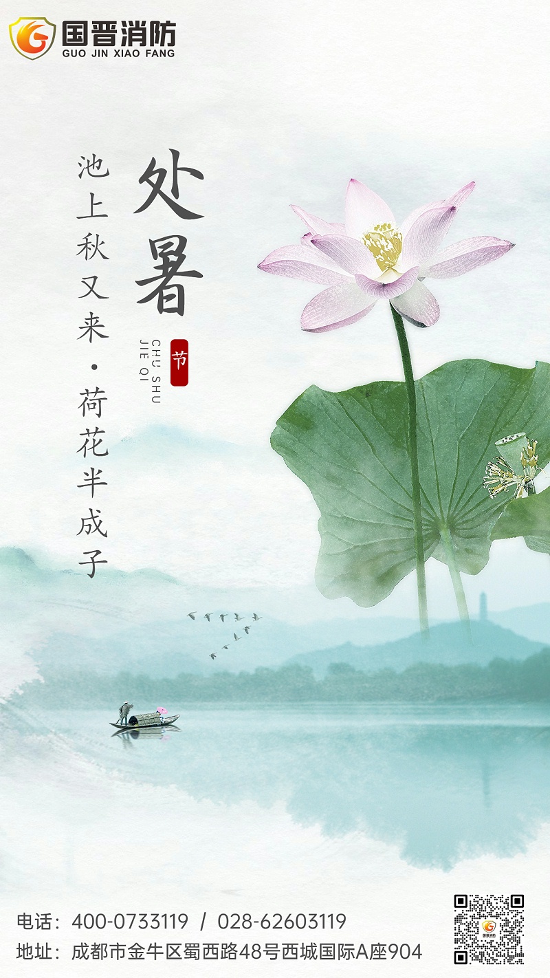 處暑節(jié)氣蓮花秋季水墨手機(jī)海報(bào) (1)